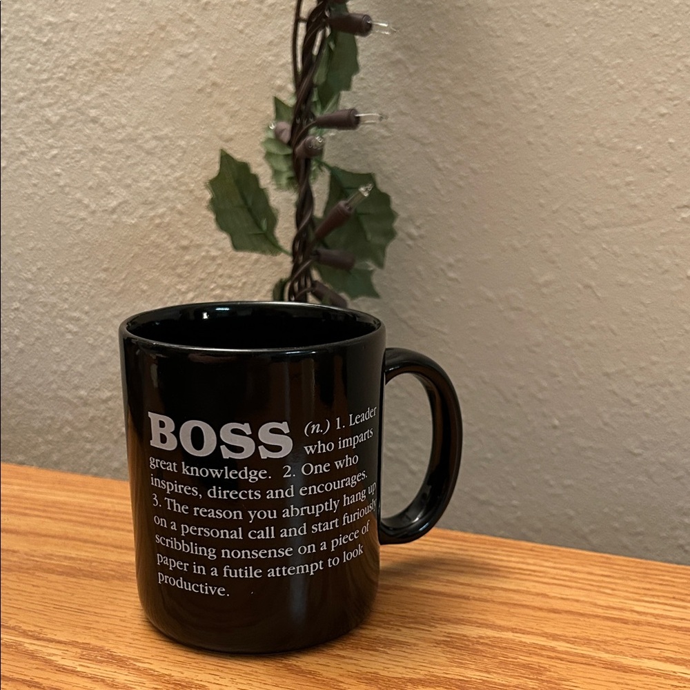 Boss Black Ceramic Mug with White Definition Print